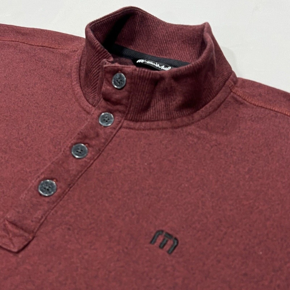 Travis Mathew Mens Long Sleeve 1/4 Button Red Pullover Golf Sweater Size XXL 2XL